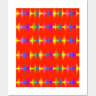 Color Equalizer Sounds Waves On Red Posters and Art